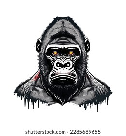 Artwork illustration and t-shirt design gorilla on white background
