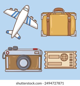 artwork illustration and T-shirt design holidays traveling stuff bundle vector