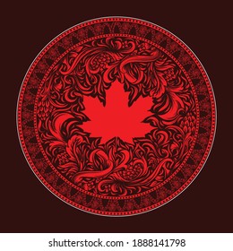 ilustración de arte y diseño de camisetas adorno de grabado de hojas de arce