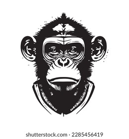Artwork illustration and t-shirt design monkey face on white background