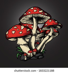 artwork illustration   t  shirt design mushroom premium vector
