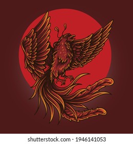 artwork illustration and t-shirt design phoenix