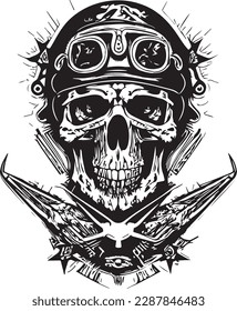 Artwork illustration and t-shirt design Pilot skull engraving ornament, white background
