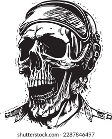 Artwork illustration and t-shirt design Pilot skull engraving ornament, white background

