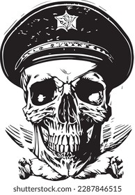 Artwork illustration and t-shirt design Pilot skull engraving ornament, white background
