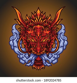 ilustración de arte y diseño de camisetas dragón rojo vector premium