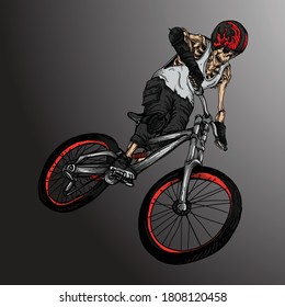 artwork illustration and t-shirt design skeleton bike b.m.x rider premium vector