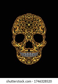 artwork illustration and t-shirt design skull ornament premium vector