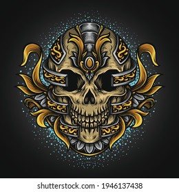 artwork illustration and t-shirt design skull engraving ornament