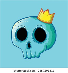 artwork illustration and t-shirt design skull cute with crown 