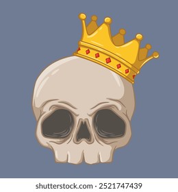 artwork illustration and t-shirt design skull with crown premium vector	