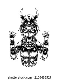 Ilustración De Arte Joven Viking Tratando De Lanzar La Línea De Acción Arte