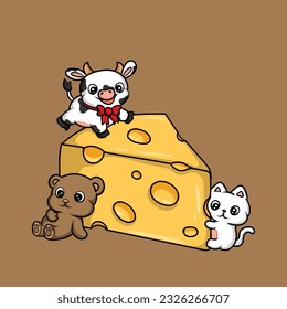 artwork illustrator and T shirt design cute character cheese