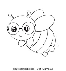 artwork illustrator and T shirt design cute character flying bee line art