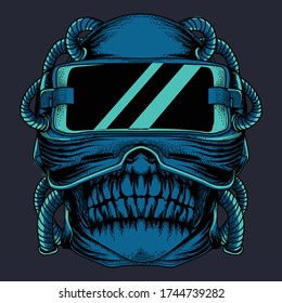artwork ilustration and tshirt design monster skull premium vector