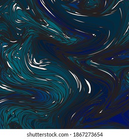 the artwork inspiration from ink in the water ,sea and drawing. it have blue green and white