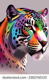 ilustración de vectores de luz de arte arcoiris jaguar