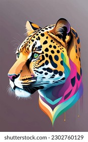 artwork jaguar unicorn creative gradient vector illustration