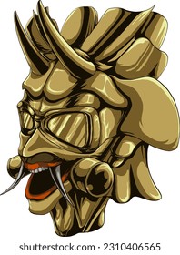 artwork japanese style oni mask with a sparkling gold color suitable for t-shirt design, print, covers, merchandise