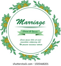 Artwork of leaf flower frame for ornate of various card marriage. Vector