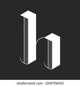 Artwork monogram h small letter lowercase calligraphy logo Gothic style font, typography design element.