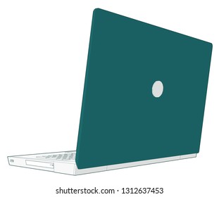 artwork of a nice back side perspective angle. Modern laptop .keyboard visible.