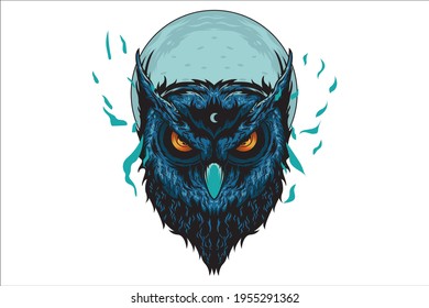 artwork of a night owl with a full moon for a community hoodie jacket t-shirt