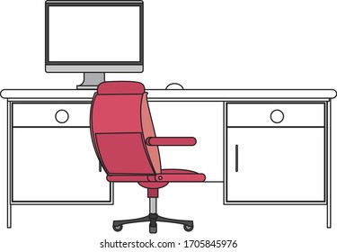 artwork of a office desk and chair 