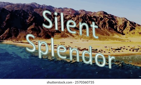 Artwork on canvas. The text "Silent splendor" on an artistic background. A work of art for interior decoration.