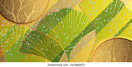 Artwork on the theme of nature with ginkgo leaves. 