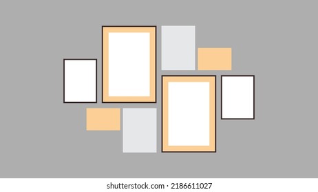 Artwork picture frame and decorative painting photo frame flat vector illustration.