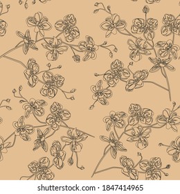 Artwork for print and textiles. Orchids pattern