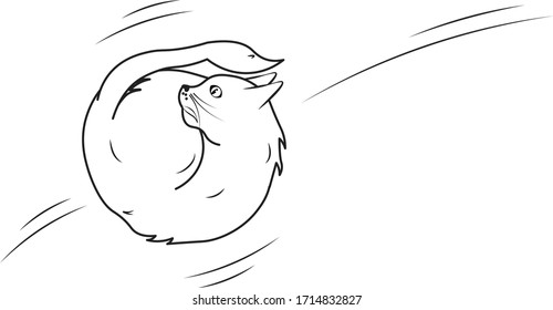 an artwork of a rolling cat