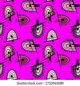 Artwork with seamless pattern of unusual elements.