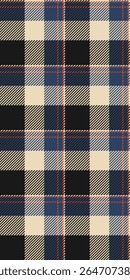 Kunstwerk nahtlose Textil-Tartan, edel karierten Check-Vektor. Gitter Stoff Hintergrund Textur Muster in schwarzen und hellen Farben Palette.