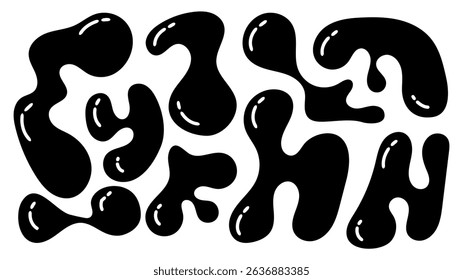 The artwork showcases a collection of organic, irregularly shaped blobs arranged in a dynamic layout.
