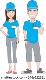 artwork of team of 2 people standing