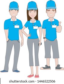 artwork of a team with 3 people standing