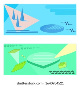 Artwork trendy geometric flat blue banner vector illustration graphic design abstract background 