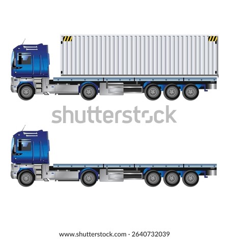 artwork of truck with container and without container