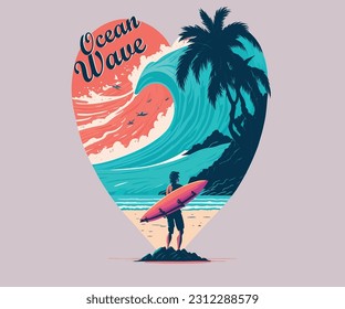 artwork of tshirt graphic design surfer