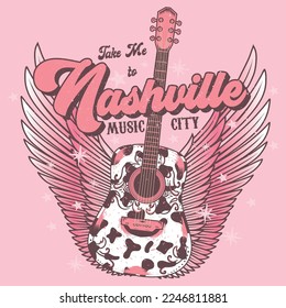 Artwork for t  shirt  Nostalgic concept  Take me to Nashville music city 