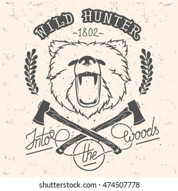 Artwork for wear with axe and bear.