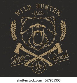 Artwork for wear with axes and bear.