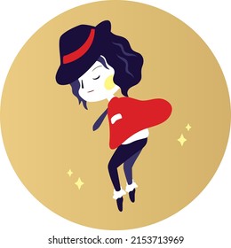 Pintura, superbailarín con ilustración de color vectorial editorial.