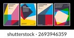 Artworks, posters inspired postmodern of vector abstract dynamic symbols with bold geometric shapes, useful for web background, poster art design, magazine front page, hi-tech print, cover artwork