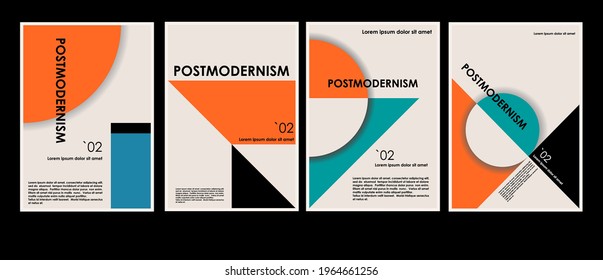 Artworks, posters inspired postmodern of vector abstract dynamic symbols with bold geometric shapes, useful for web background, poster art design, magazine front page, hi-tech print, cover artwork