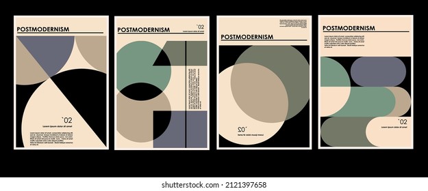 Artworks, posters inspired postmodern of vector abstract dynamic symbols with bold geometric shapes, useful for web background, poster art design, magazine front page, hi-tech print, cover artwork.