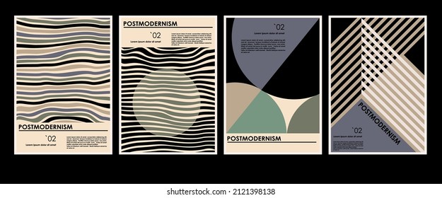 Artworks, posters inspired postmodern of vector abstract dynamic symbols with bold geometric shapes, useful for web background, poster art design, magazine front page, hi-tech print, cover artwork.