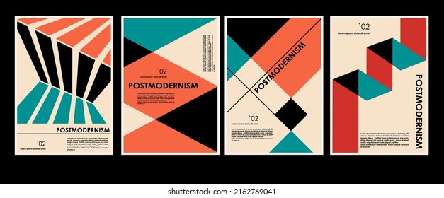 Artworks, posters inspired postmodern of vector abstract dynamic symbols with bold geometric shapes, useful for web background, poster art design, magazine front page, hi-tech print, cover artwork.